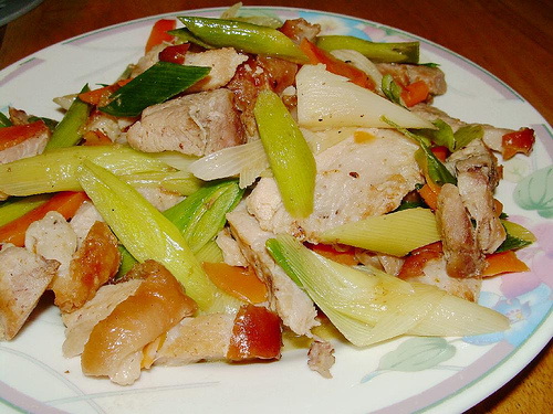 roast pork with leeks